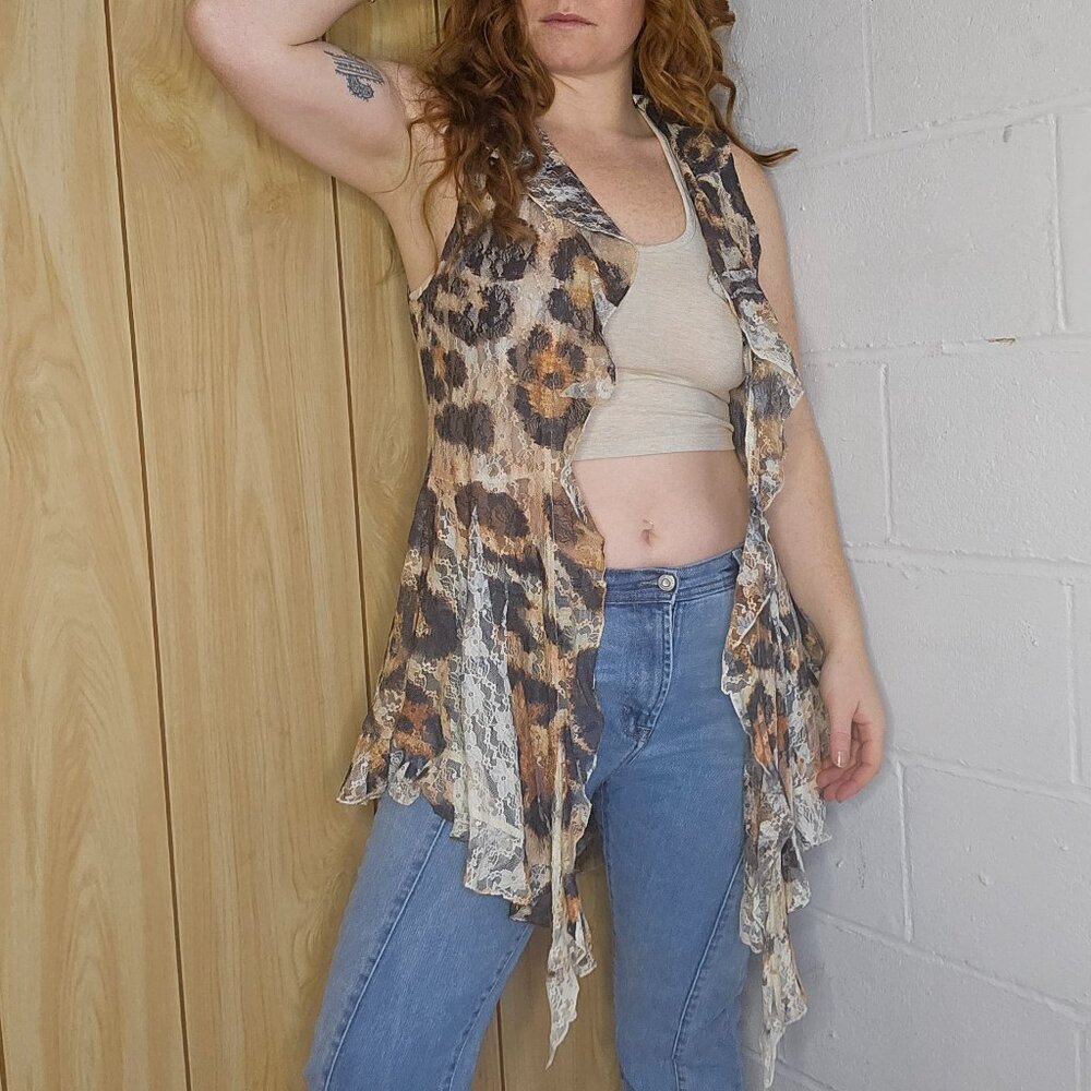 y2k MobWife MotoBoho Y'allternative Animal Print Lace Duster